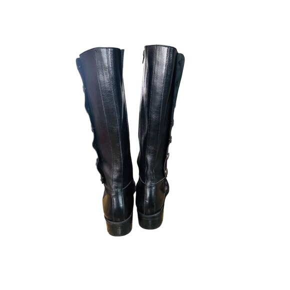 Nicole Womens Black Leather Knee-High Silver Concho Riding Western Boots 7.5 - Picture 10 of 11